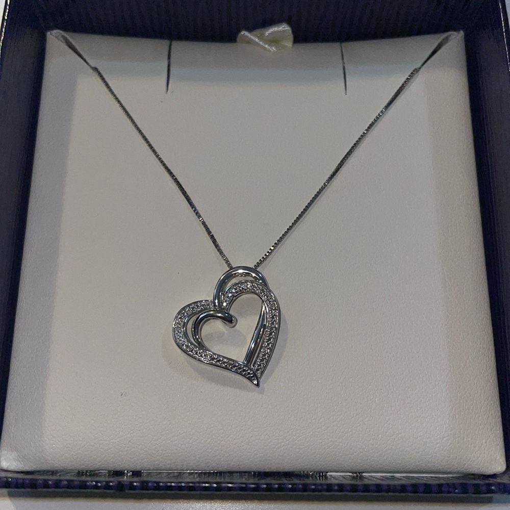 Ben Moss Sterling Silver with real Diamond Heart Pendant